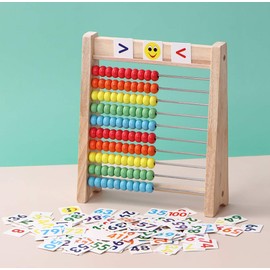 100 Ball Abacus + Number Card Set, Hyakugu Abacus, Children, Math Toy, Educational and Learning Toys, Boys and Girls, 6+ Years, Elementary School Students, Addition, Subtraction, Multiplication, Dividing, Teaching Tools, Teaching Tools