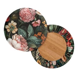 CREAMIC Art Flowers Round Stool Covers Fashion Stool Cushion Round Padded Removable Bar Stool Seat Covers High Elastic Circle Stool Cover Machine Washable Round Stool Covers for Dining Room