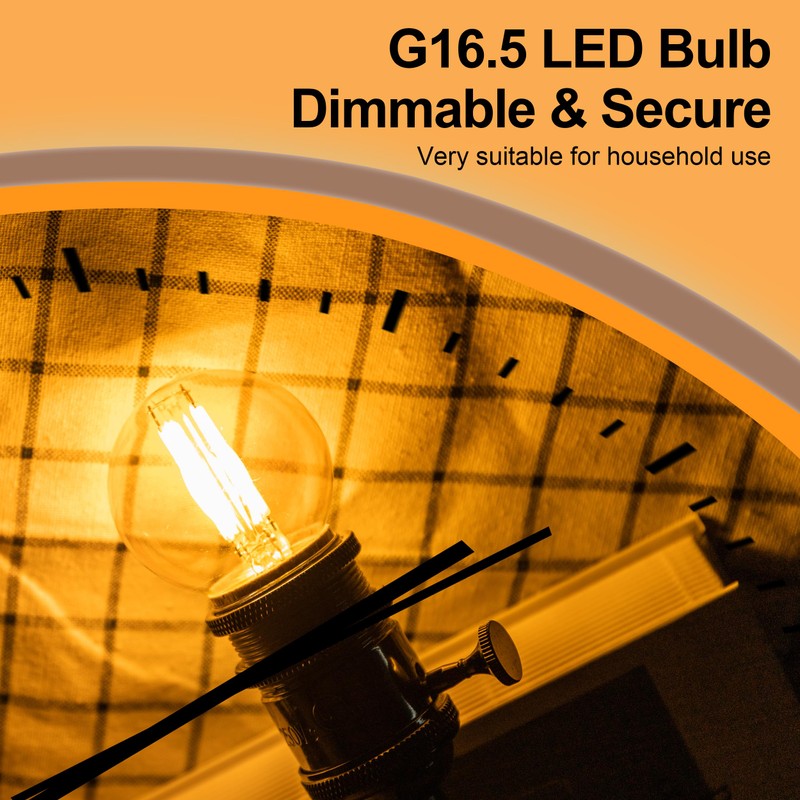 runquiz G16.5 Led Bulb, Small Round Edison Light Bulbs, E26