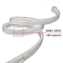 FOLGEMIR 2 m LED Strip - Warm White, 2835 SMD 180 LEDs/m Strips, 220 V 230 V Bright Lighting, IP65 Waterproof (Warm White, 2 m)