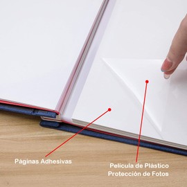 Álbum de fotos grande álbum de recortes magnético autoadhesivo DIY 40 páginas en blanco con cubierta de marco de tela, Maravilloso regalo para bodas, cumpleaños y otros festivales (Azul)