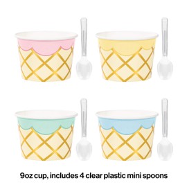 Creative Converting Ice Cream Party Treat Cups with Spoons, 8 ct