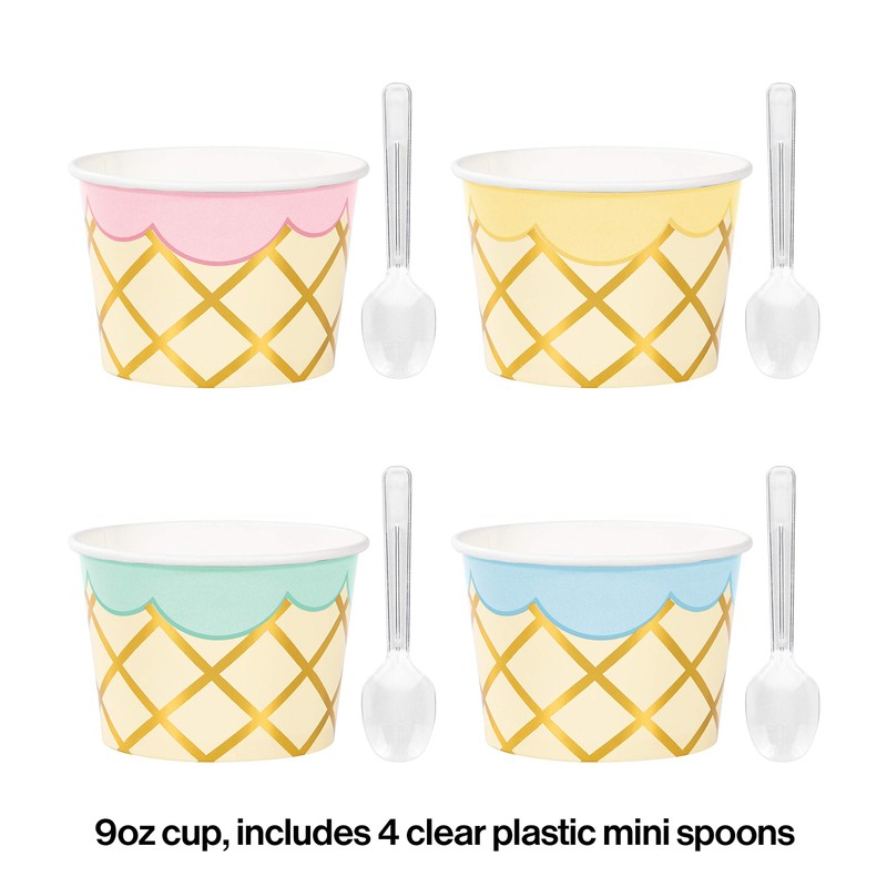 Creative Converting Ice Cream Party Treat Cups with Spoons, 8