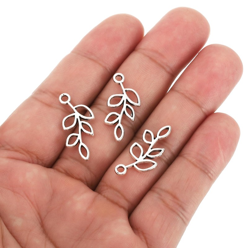 [PATIKIL] Leaf Pendants 50pcs Metal Tree Leaf Beads for Jewelry