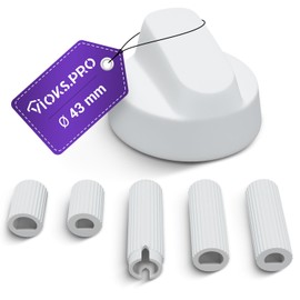 Viоks.pro Rotary Knob Cooker 43 mm Diameter Stove Knob Knob with 5 Adapters - Stove Spare Parts Rotary Knob White Plastic - Cooker Knobs/E Hob Knobs & Switches for Ovens and Cookers