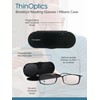 ThinOptics Rectangular Reading Glasses, Regular Case/Rectangle Brown, 2.50 + 2.5