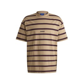 HUGO Wide Stripe Center Logo T-Shirt, Dunes Stripe, M