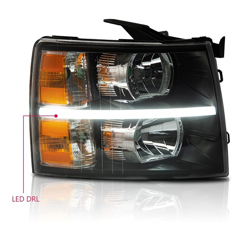 G-PLUS LED DRL Headlights, Compatible with 2007-2014 Chevy Silverado 2500