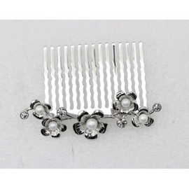 Faship Gorgeous Clear Crystal Mother Of Pearls Floral Hair Comb