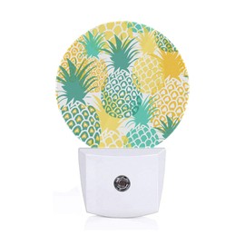 Axayaz Pineapple Night Light Plug Into Wall Yellow Green Fruit Pineapples Tropical Auto Sensor LED Dusk to Dawn Light for Bedroom Staircase