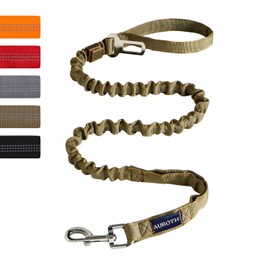 AUROTH Correa para perro grande, resistente y elástica, sin tirones, con absorción de impactos, 2 asas acolchadas, disponible en amarillo y 4.5 pies d