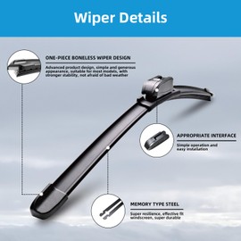 3 Windshield Wipers for Honda CR-V 2017, 2018, 2019, 2020, 2021, 2022, 26" + 17" + 12" Automotive Replacement Windshield wiper blades U/J Hook