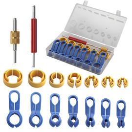16PCS Car AC Fuel Line Disconnect Tool Set with Storage Box,1/4" 5/16" 3/8" 1/2" 5/8" 3/4" 7/8" Master Quick Disconnect Tool Kit,Fuel Lines & Transmission Oil Cooler Lines for Most Vehicles