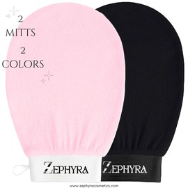 Generic Duo Pack Original Kessa Exfoliating Gloves - Black & Pink - Dead Skin Remover, Ideal for Spray Tan Removal & Keratosis Pilaris - Exfoliating Mitts Body Scrubber 100% Viscose Fiber(2 Pcs)