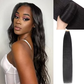 YDDM 22 Inch Tape Extensions Real Hair 40 Pieces 100 g Black Women Yaki Straight Tape-In Hair Extensions Real Hair Tapes Invisible Extensions Real Hair Tape Extensions Real Hair Tape Extensions Real