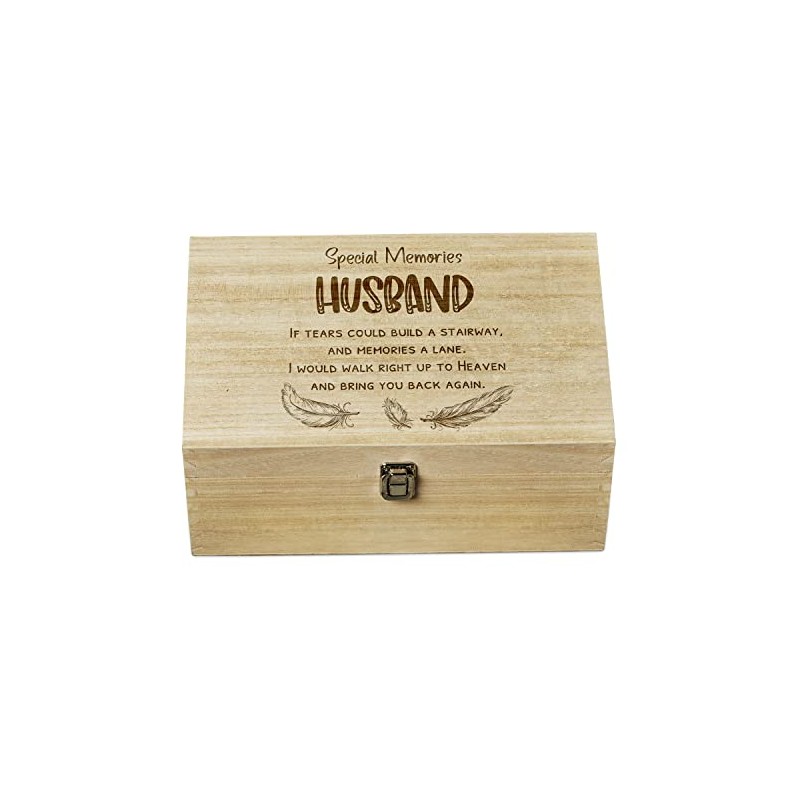 ukgiftstoreonline Husband Remembrance Large Wooden Memory Keepsake Box Gift