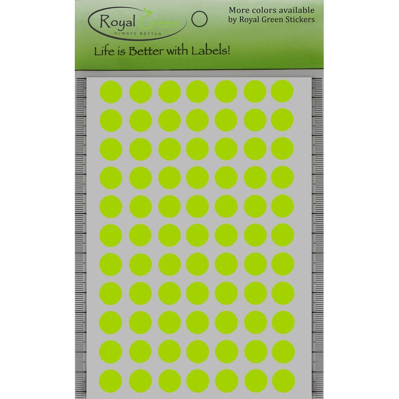 Round Stickers 15mm Neon Yellow Label - Easy to Remove