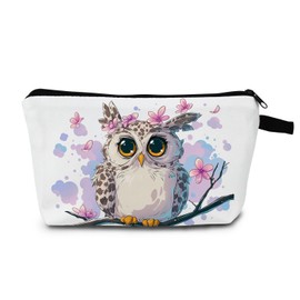 MoCaliduccious Cartoon Owl Print Women Makeup Bag Travel Portable Cosmetic Bag Toiletry Organizer Storage Bag Women Zipper Pouch Toiletry Kit