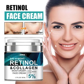Grospe Advanced Retinol Collagen Cream for Face with 5% Hyaluronic Acid Anti-Aging Cream Anti-Wrinkle Reduce Fine Lines Lifting and Firming Cream 24-Hour Facial Care Suitable For All Skin Types