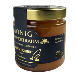Original German Honey Summer Blossom Honey 500 g in Glass from Upper Franconia (North Bavaria) Honey Pure and Natural
