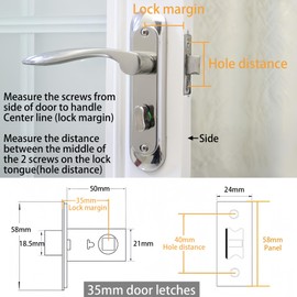 LEPEVNEY Flat Tubular Mortice Letch 35mm Stainless Steel Internal Door Latch Sprung Lever Door Handles 2PCS