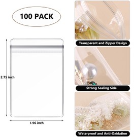Fnuiddt Clear PVC Jewelry Bags Plastic Transparent Jewelry Anti Oxidation Zipper Bags Earrings Rings Necklaces Jewelry Storage Packing Bags (1.96 x 2.75inch(100pcs))