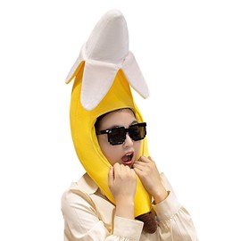 Fruit Hat | Cute Plush Funny Novelty Banana Hat,Yellow Tropical Cosplay Headgear Plush Dress Up Cap Photo Props for Teen Holidays Men