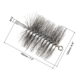 PATIKIL 5inch Chimney Brush, 2pcs Chimney Cleaning Brush Round Sweep Poly Steel Wire Chimney Cleaning Brush M12 Threaded for Chimney Fireplace Flue Pipe Rust Rod, 120mm