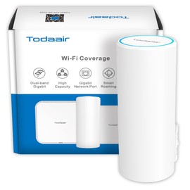 TODAAIR AC1200 Outdoor WiFi Extender | IP44 Weatherproof | Dual Band 2.4GHz 5GHz | Up to 60+ Connections | Covers Up to Least 3300 sq.ft | Repeater Modes for Backyard, Garage