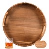 20-INCH Wooden Serving Tray with Handles Premium Acacia Wood Tray Multi-Use Ottoman Tray for Kitchen Living Room Breakfast Tray Coffee Table Tray Round Serving Tray with 4PCS Wooden Coasters