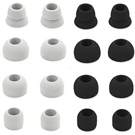 16 Pieces Replacement Earpads Eartips Earbuds Eargels for Powerbeats 1, Powerbeats 2, Powerbeats 3, Beats Wireless Stereo Earphones by Dr. Dre, 4 Pairs Black & 4 Pairs White (Black & White)