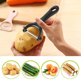 2 Pcs Potato Peelers, Y-Shaped Swivel Vegetable Peeler Ergonomic Handle Sharp Blade Stainless Steel Fruit Peeler Kitchen Peeling Tool (Black)