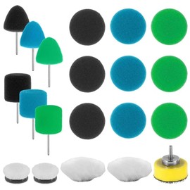 Mini Detail Polierer mit Schwamm20 Stück Auto-Polierset Polierschwämme Pad Polieren Pad Polieraufsatz 25mm Detail Polierschwamm Mini Polieraufsatz Akkuschrauber für Flächen Autoschleifen Polieren