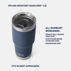 YETI Rambler 30 oz Tumbler, Stainless Steel, Vacuum Insulated with MagSlider Lid, Black Forest Green