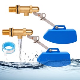 MUYIRTED Pack of 2 float valves, 1/2 inch cistern filling valve, automatic float switch made of brass, float valves are used in water tanks, cisterns, dog drinks, horse drinks