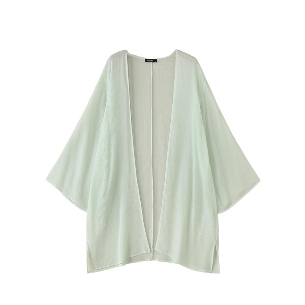 ZANZEA Women's Kimono Cardigan Solid Color Open Front Beach Coverups