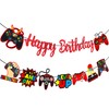 umoni Red Game Birthday Decorations 2Pcs Video Game Birthday Banner