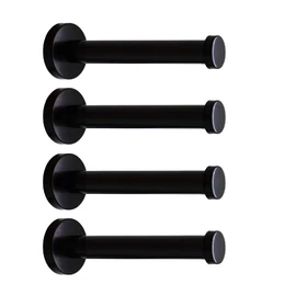 Classic Black Stainless Steel Heavy Duty Wall Mount Hooks, Bath Towel Hooks, Coat Hanger, Handbag Hooks, 4 in Pack (6")