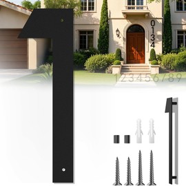 16 Inch Large Modern House Numbers for Outside, Big Address Numbers for House, Extra Large Floating House Numbers, Large Outdoor House Numbers, Matte Black Steel 16'' Address Number 1 (0123456789)