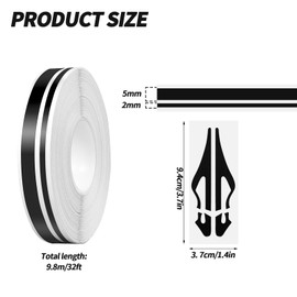 OXDFK 2 Rolls of Car Pinstripe Tape, Silver Pinstripe Body Sticker, Vinyl Thin Car Stripe Pinstripe Tape, for Motorcycle, Car, Racing DIY Body Sticker Tape (Black)