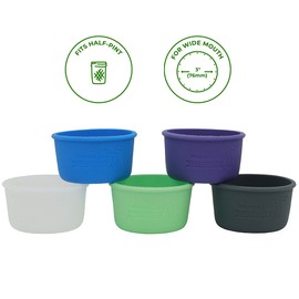 Wide Mouth Half Pint 8oz Silicone Sleeves/Jackets for Protecting Kerr Jars by Mason Jar Lifestyle (Light Coral, 2 Pack)