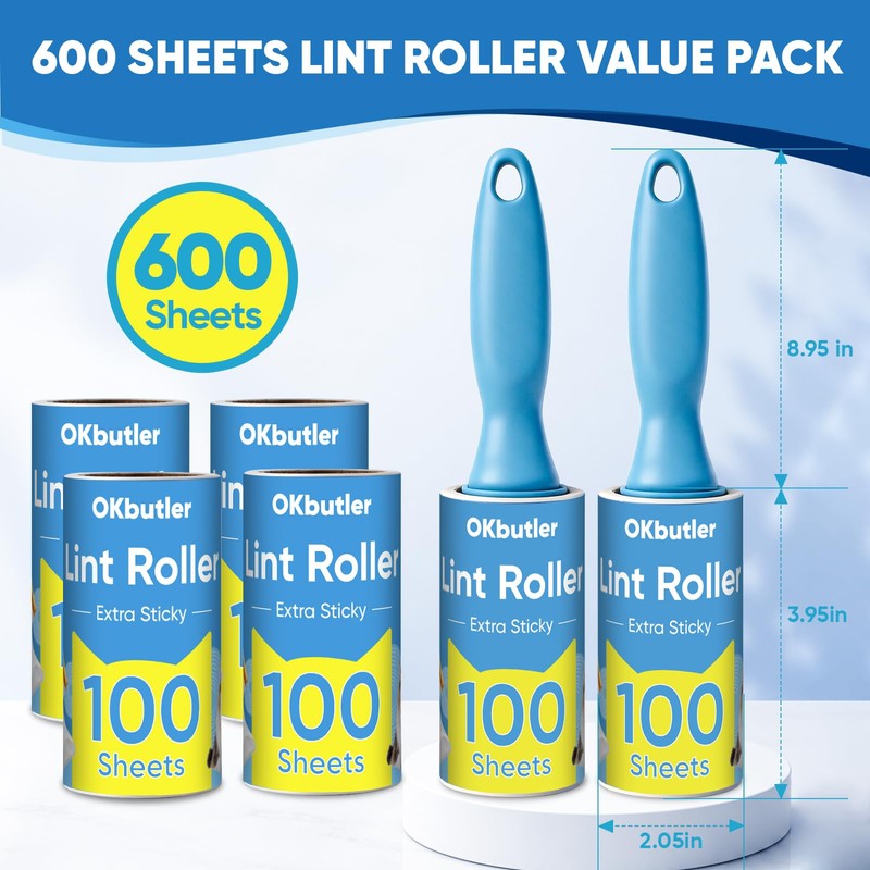 600 Sheets Lint Roller for Pet Hair, Lint Remover Extra