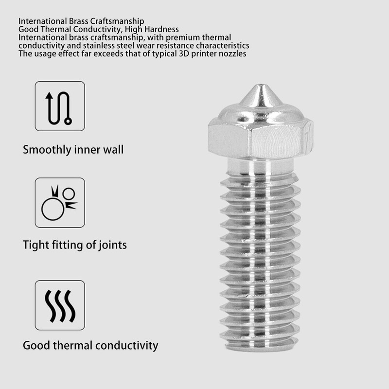 5Pcs 3D Printer Nozzles Set Stainless Steel 1.75mm 0.4mm Brass