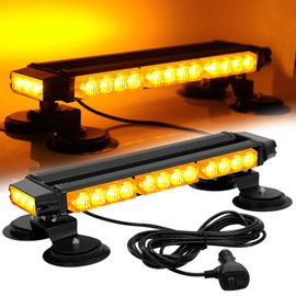 ASPL 16.8 Inch LED Strobe Flashing Light Bar, 26 Flashing Modes High Intensity Emergency Hazard Warning Beacon Lights with Magnetic Base for Car, Trucks, Snow Plow, Construction Vehicles (Amber)