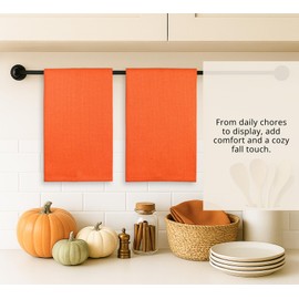 PurpleEssences Waffle Weave Kitchen Solid Dish Cloths 100% Cotton, Ultra Soft Absorbent Quick Drying Dish Towels (Orange, 15 x 25-4 Pack)