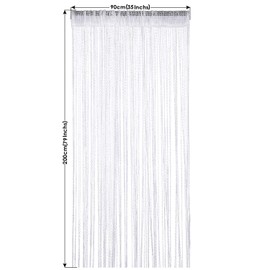Trimming Shop Glitter String Curtains Fly Screen Room Divider Fringe Panel Spaghetti Tassel Curtain For Doorway, Windows, Doors, Home Décor, Event Decoration, 200cm x 90cm, White