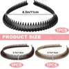 Alpinleux 3 Pcs Headband with Teeth,4.3"×0.7", Black, Coffee, Khak