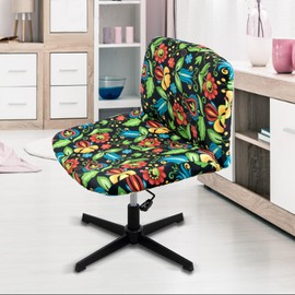 Armless Criss Cross Chair Cover Protectors Stretchable Removable Wide Seat Chair Cover Mid Back Computer Desk Vanity Accent Chair slipcovers (Mexican Style)