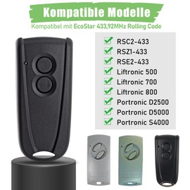 pepape Garage Opener Remote Control for EcoStar RSC2-433 RSE2-433, Gate Handheld Transmitter for Hormann EcoStar Liftronic 500/700/800 for Portronic D2500/D5000/S4000 Pack of 2