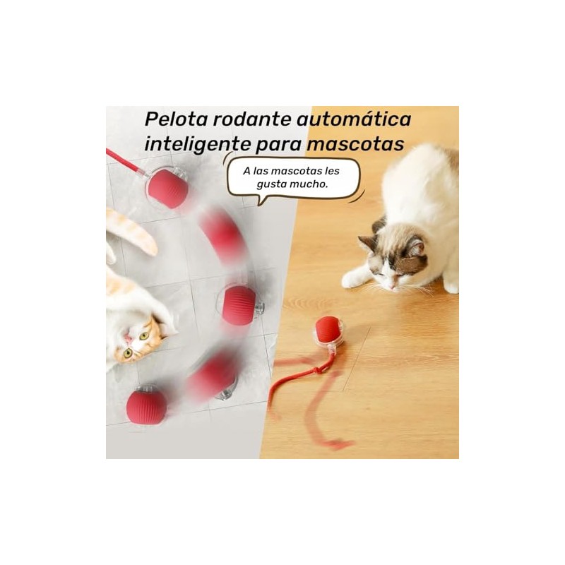 Chewie Ball, Juguete Interactivo para Gatos, Rojo+Verde